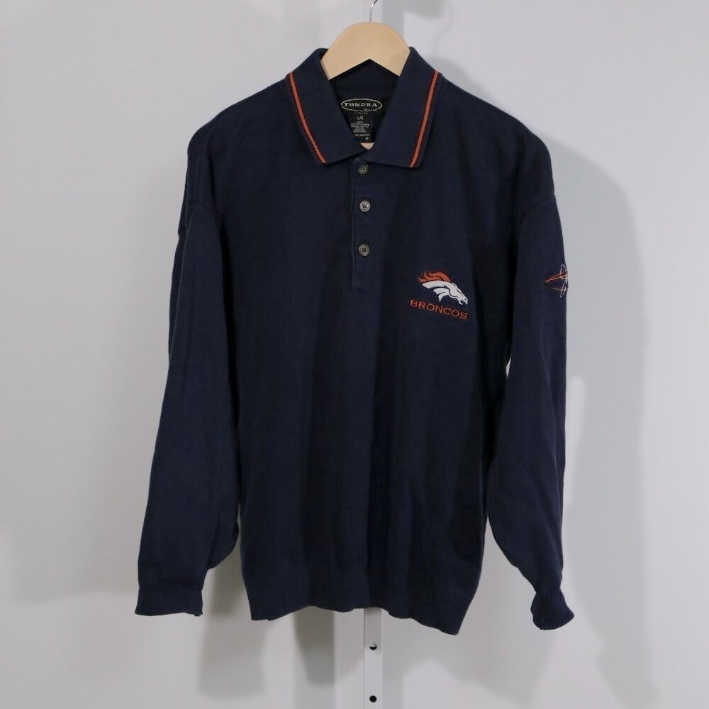 1990s John Elway Denver Broncos Long Sleeve Polo Shirt by Tundra Sport L